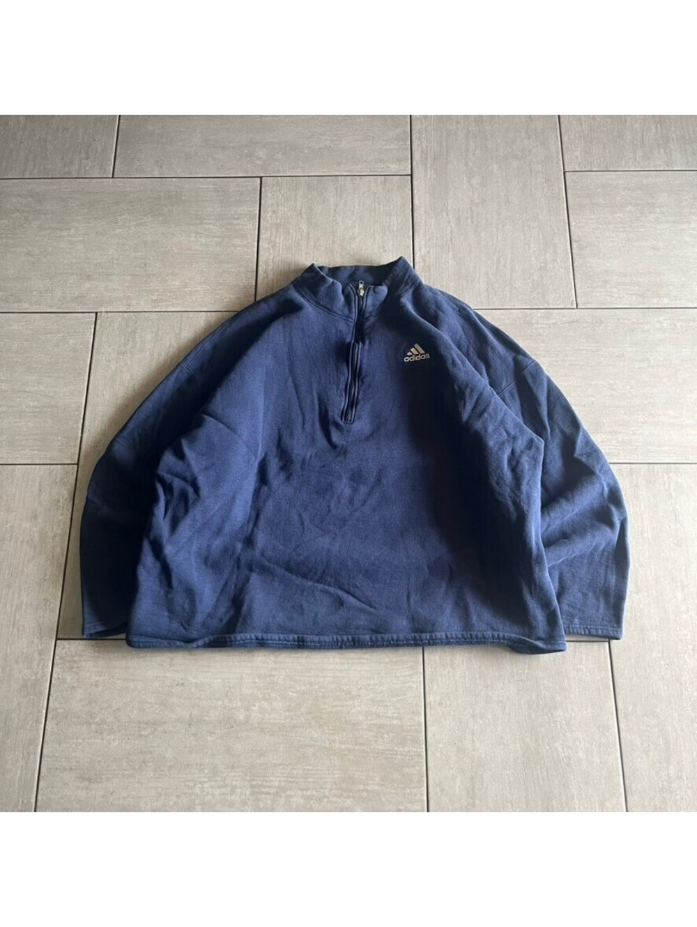 Vintage Adidas Navy Blue Half-Zip Pullover Sweatshirt XXL